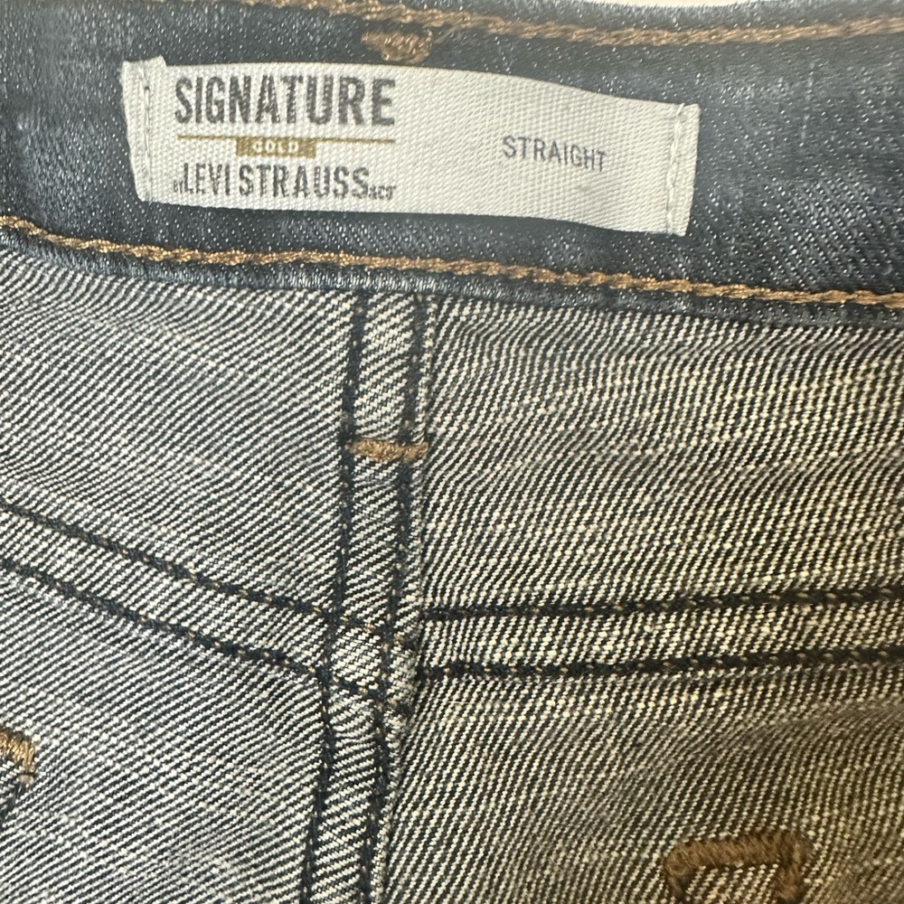 Signature Levi Strauss Straight Fit Jeans - Dark Blue - Boy’s Size 16 - Picture 2 of 10